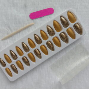 AIERFEI 24 pieces Artificial (fake) glossy & matte nails with glue stickers, nail file and wooden stick