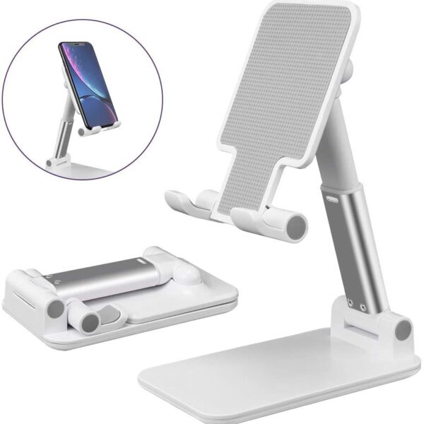 Folding Desktop Phone & Tab Stand-WhiteBlack