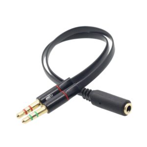 3.5mm AUX Audio Mic Splitter Cable Earphone Headphone Adapter Female to 2 Male